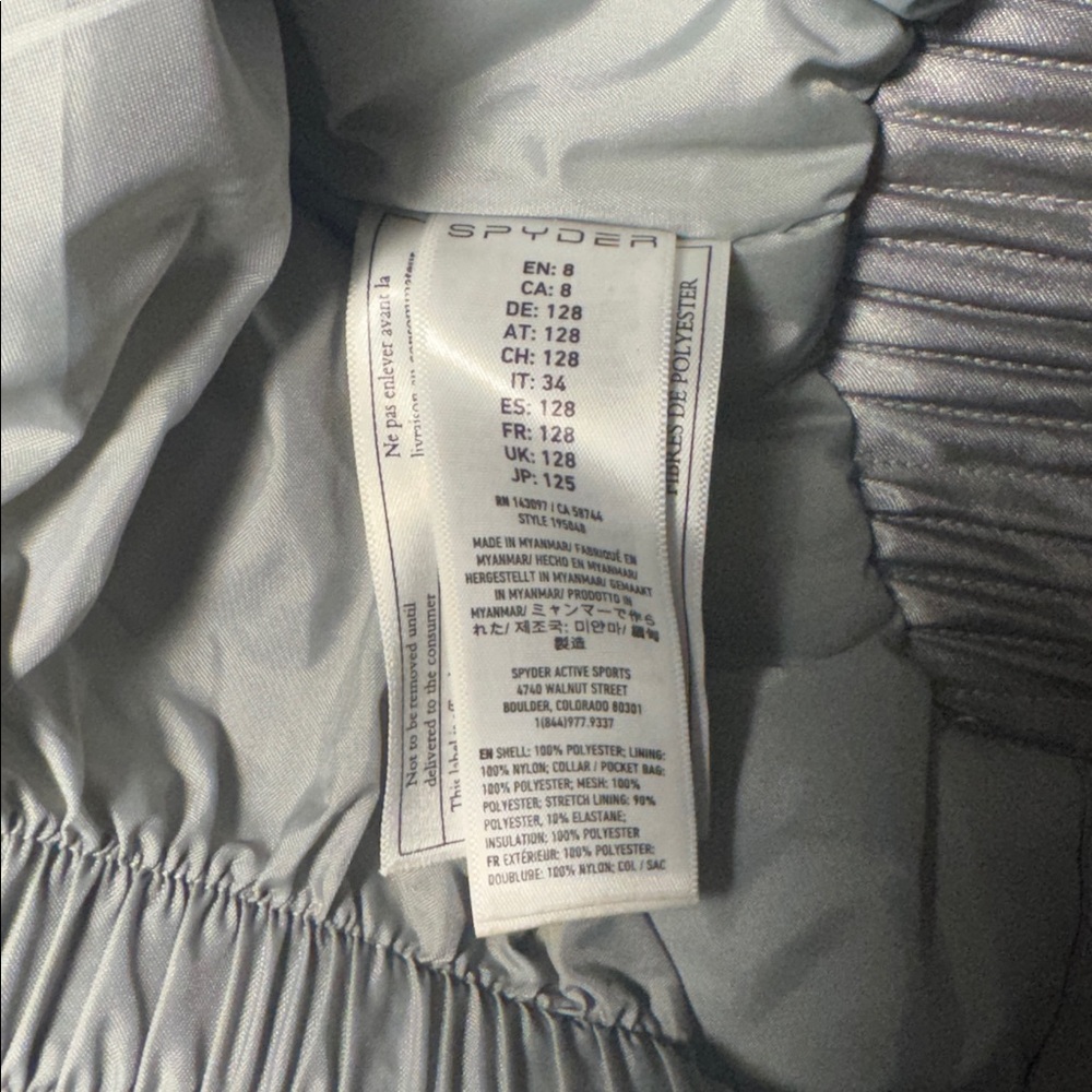 Spyder Girls Lola Insulated Ski or Snow Jacket Silver - Picture 13 of 13